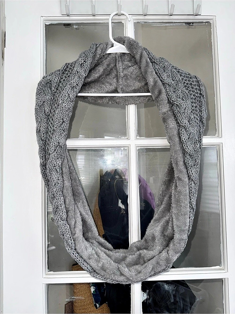 Gray Cable-Knit Infinity Scarf